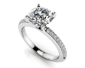 Two Rows Of Diamonds Engagement Ring Lab-Grown Diamond  with 0.72 ct. (0.50 ct. center diamond)