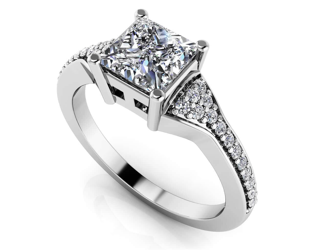 Mesmerizing Princess Engagement Ring Diamond  with 2.14 ct. (2.00 ct. center diamond)