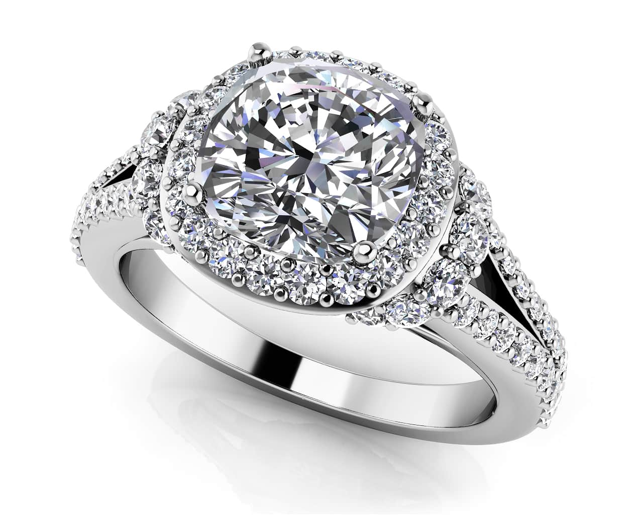 Split Shank Cushion Cut Engagement Ring Lab-Grown Diamond  with 1.11 ct. (0.50 ct. center diamond)