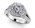 Split Shank Cushion Cut Engagement Ring Diamond  with 2.21 ct. (1.50 ct. center diamond)