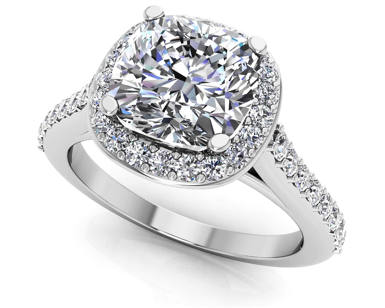 Classic Love Cushion Cut Engagement Ring Diamond  with 1.97 ct. (1.50 ct. center diamond)