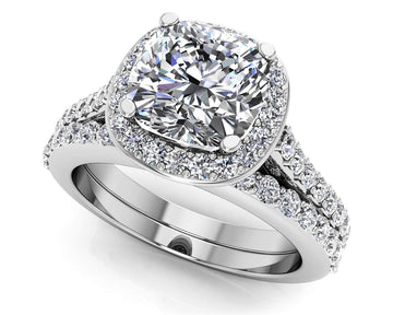 Classic Love Cushion Frame Bridal Set Diamond  with 2.26 ct. (1.50 ct. center diamond)