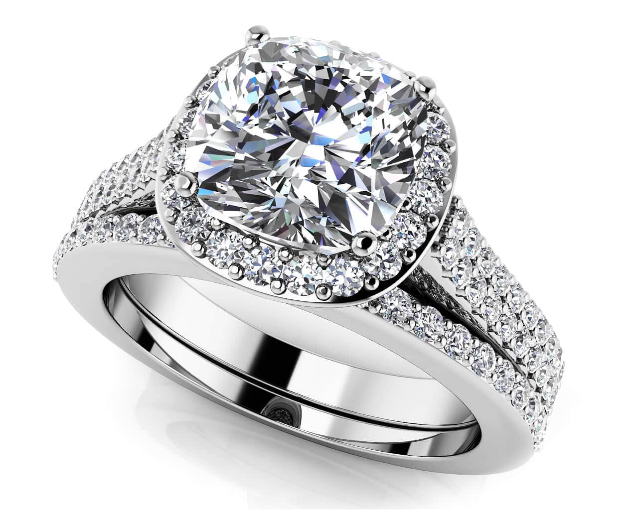 Limitless Love Cushion Cut Bridal Set Diamond  with 2.18 ct. (1.50 ct. center diamond)