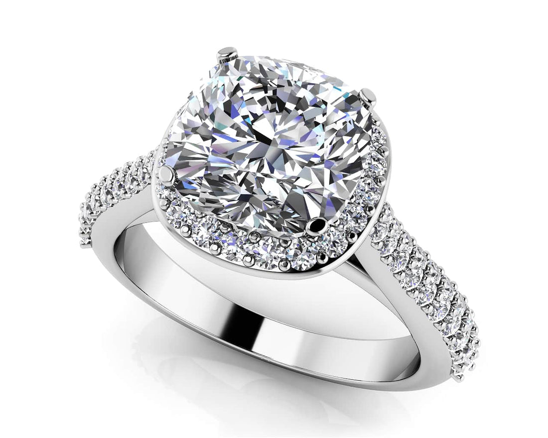 Love Story Cushion Cut Engagement Ring Diamond  with 1.09 ct. (0.50 ct. center diamond)