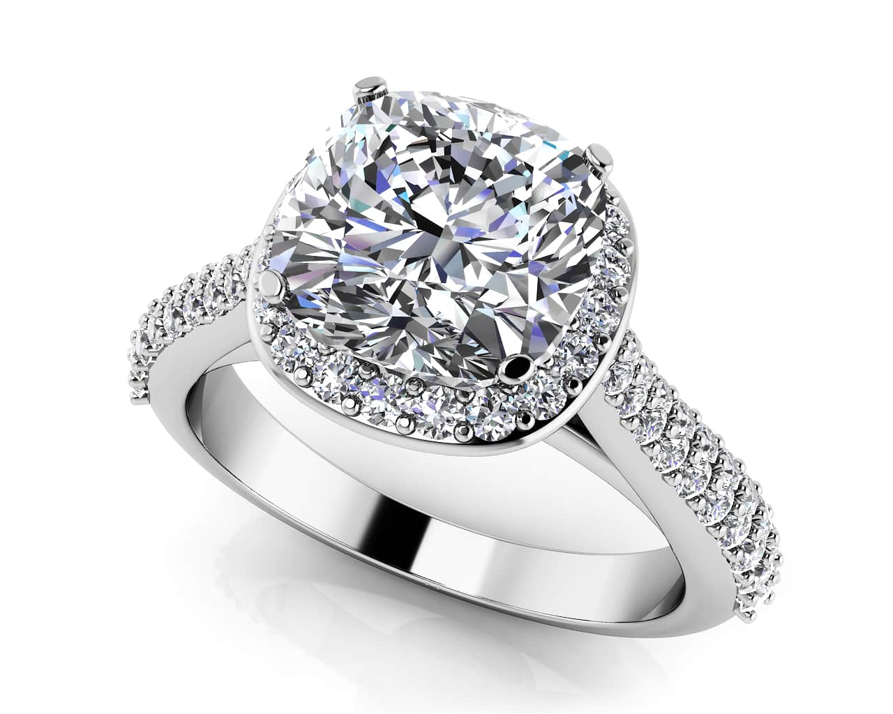 Love Story Cushion Cut Engagement Ring Diamond  with 2.11 ct. (1.50 ct. center diamond)