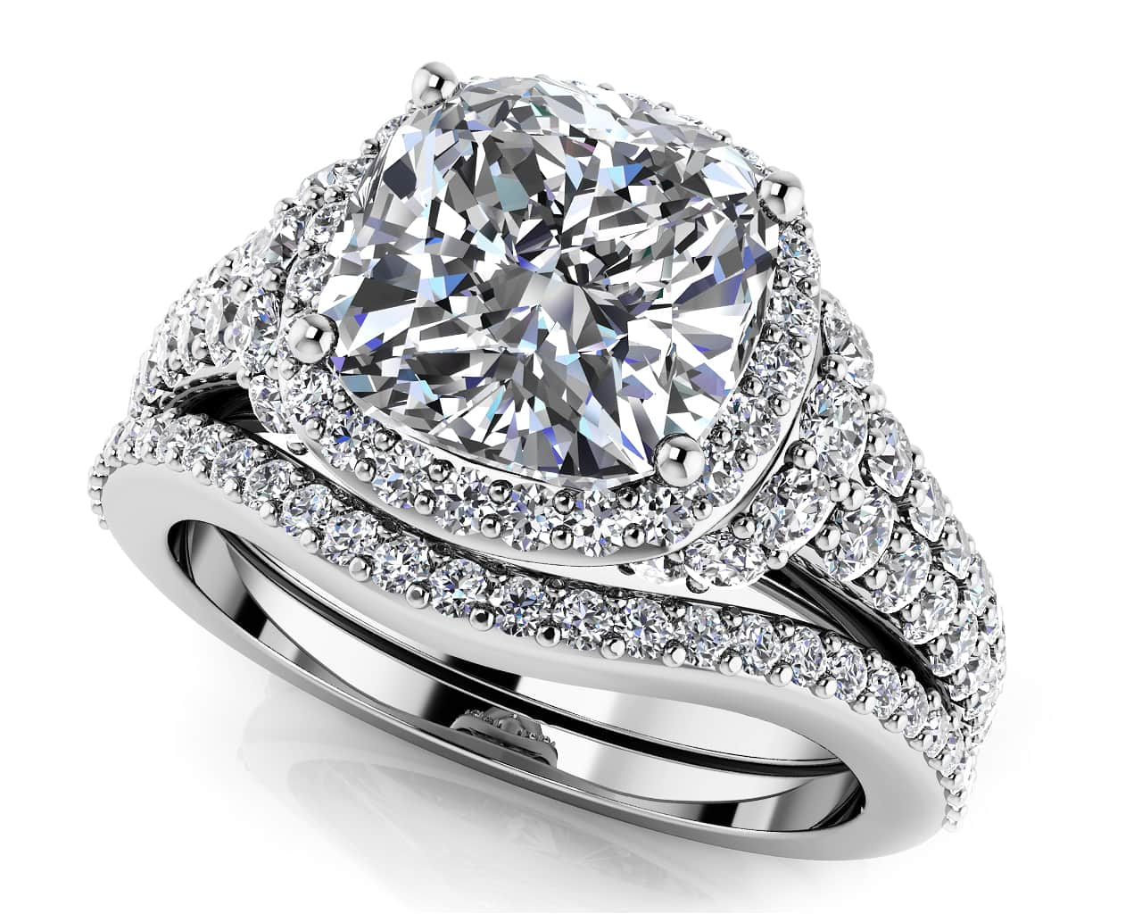 Cloud Nine Cushion Bridal Set Lab-Grown Diamond  with 2.12 ct. (1.25 ct. center diamond)