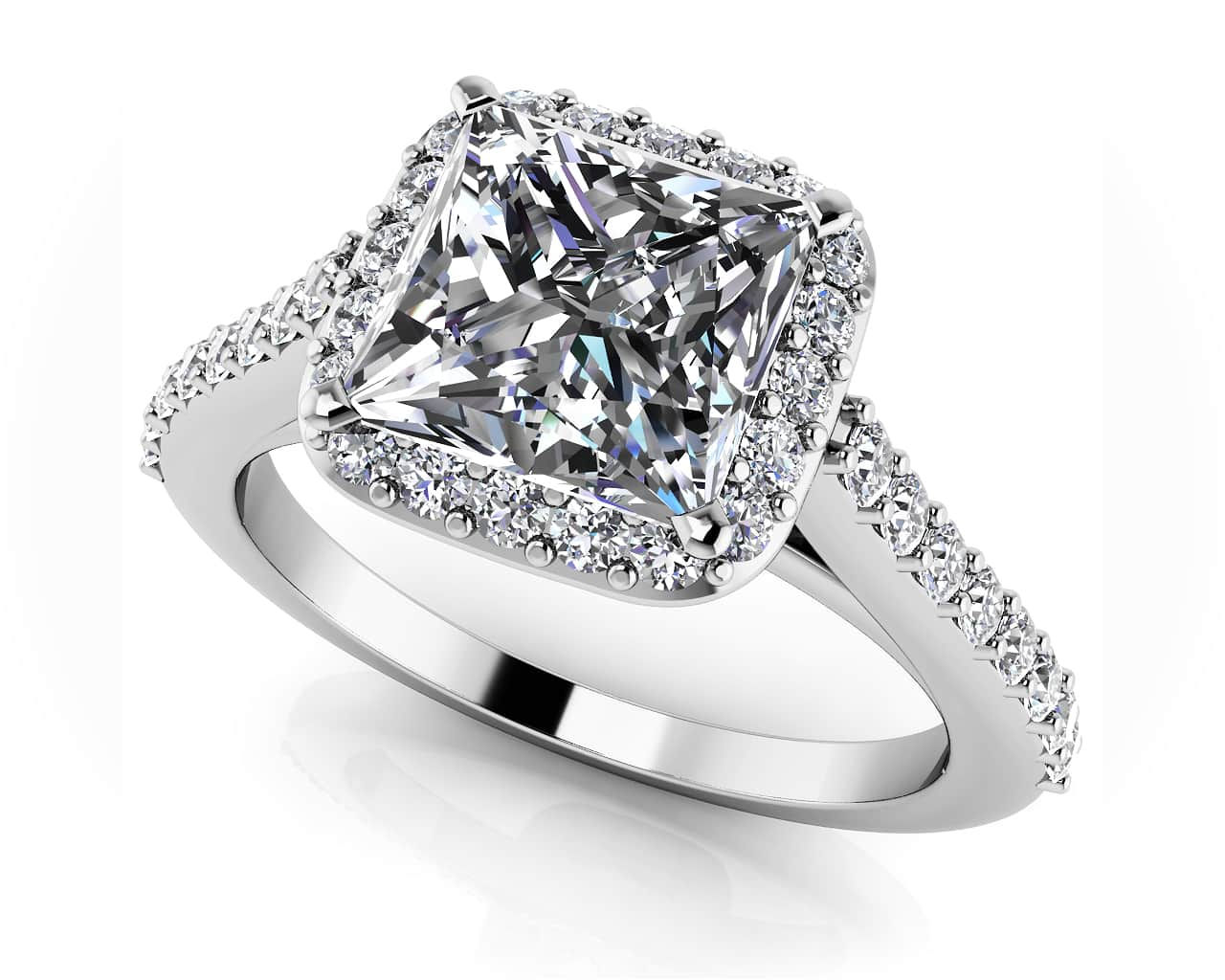 Sweet Romance Square Frame Engagement Ring Diamond  with 1.42 ct. (1.00 ct. center diamond)