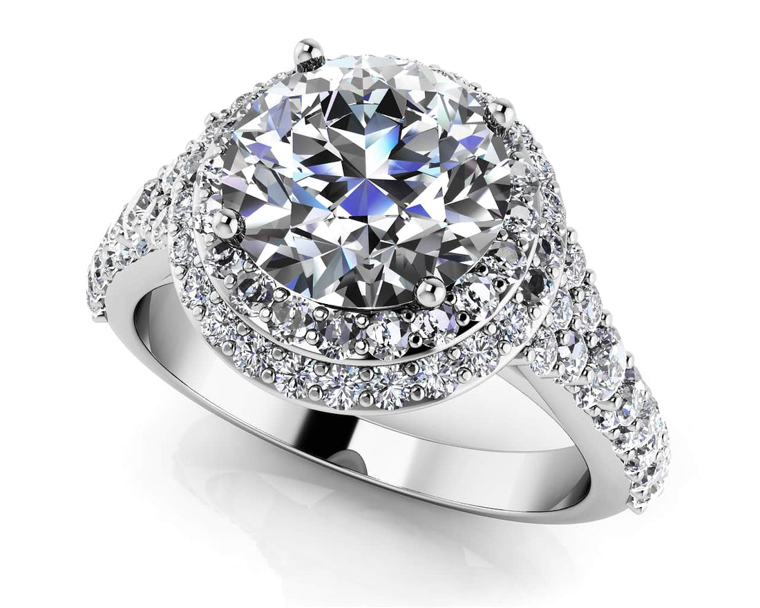 Fancy Double Halo Engagement Ring Diamond  with 1.92 ct. (1.25 ct. center diamond)