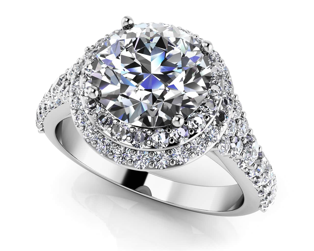 Fancy Double Halo Engagement Ring Diamond  with 2.19 ct. (1.50 ct. center diamond)