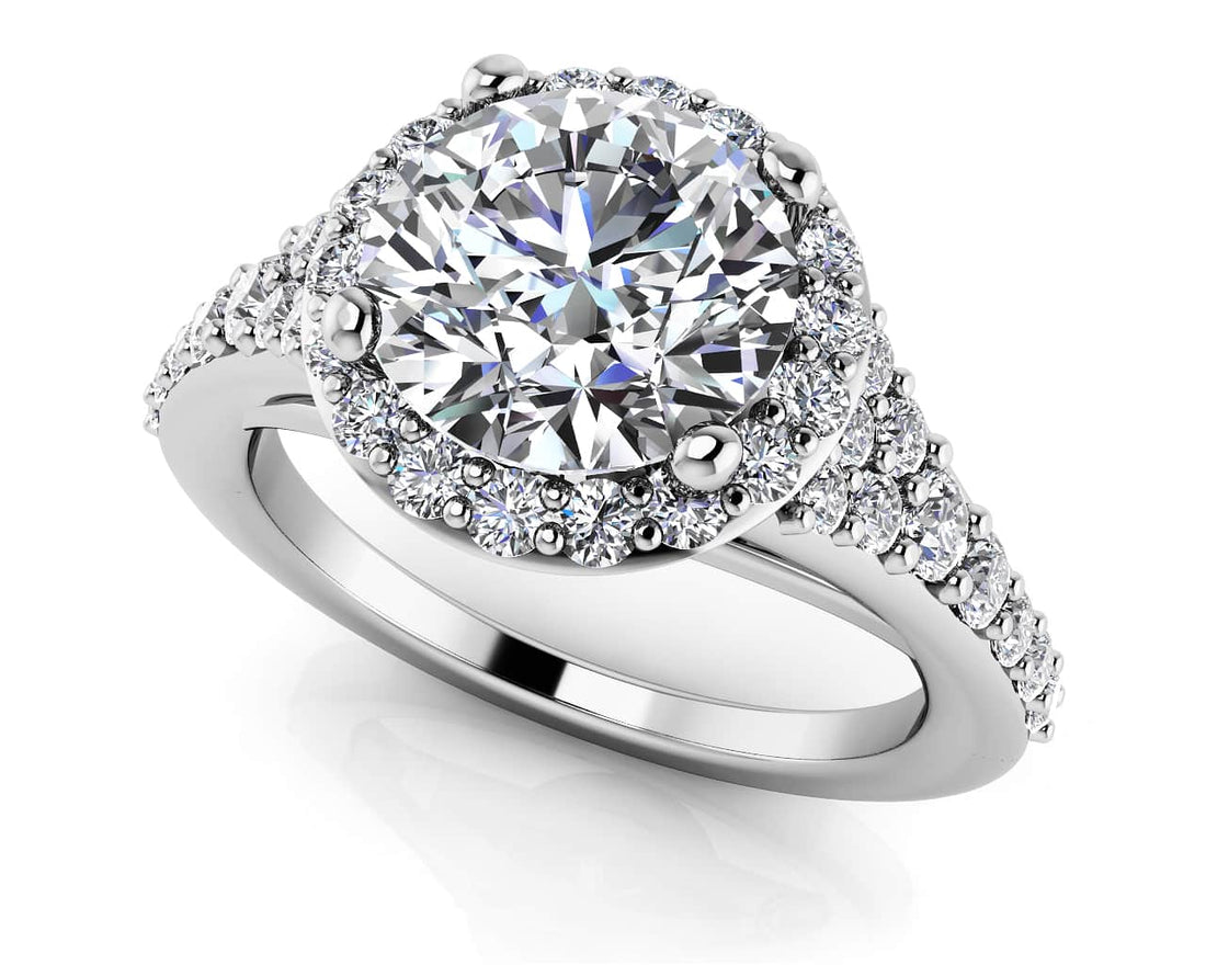 Fancy Single Halo Engagement Ring In Lab-Grown Diamond  with 0.99 ct. (0.50 ct. center diamond)