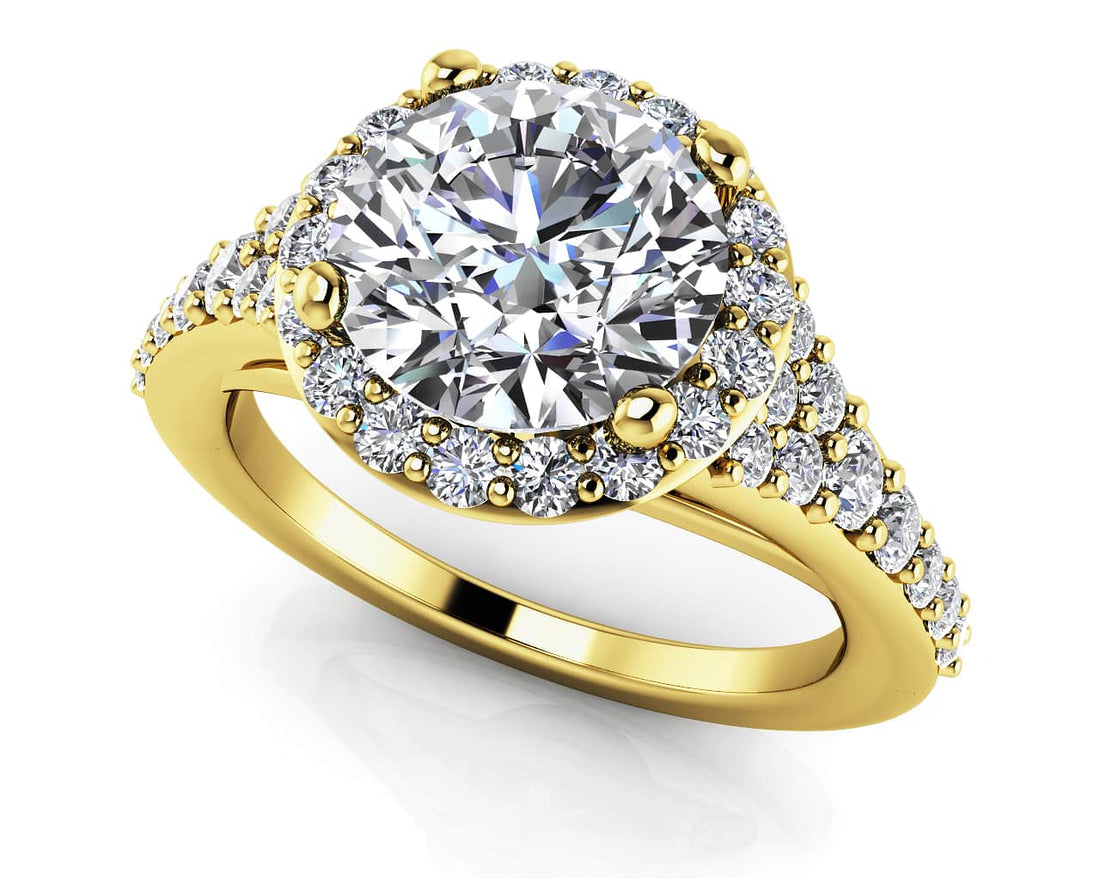 Fancy Single Halo Engagement Ring In Diamond  with 0.99 ct. (0.50 ct. center diamond)