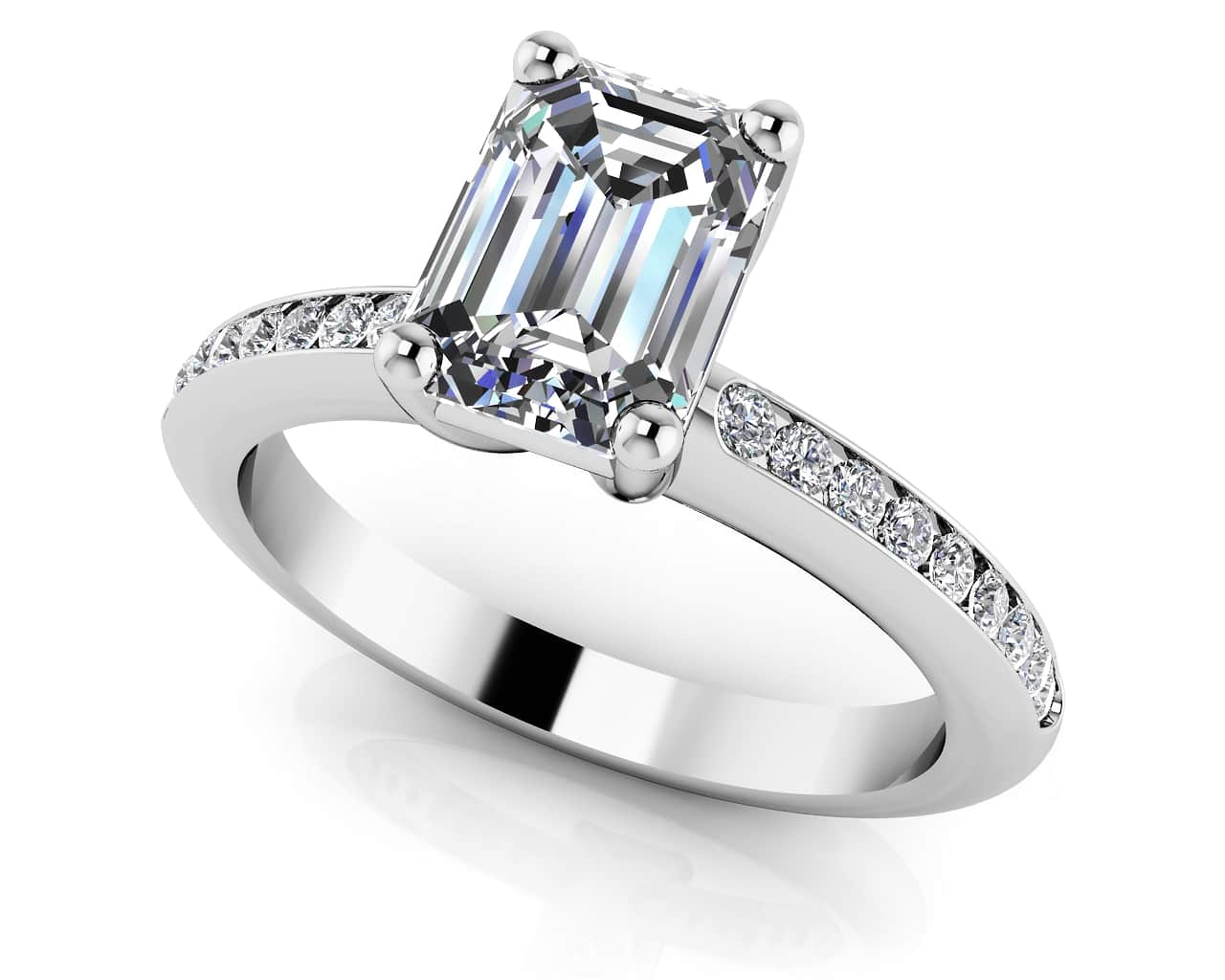 Exquisite Emerald Cut Engagement Ring Lab-Grown Diamond  with 0.91 ct. (0.70 ct. center diamond)