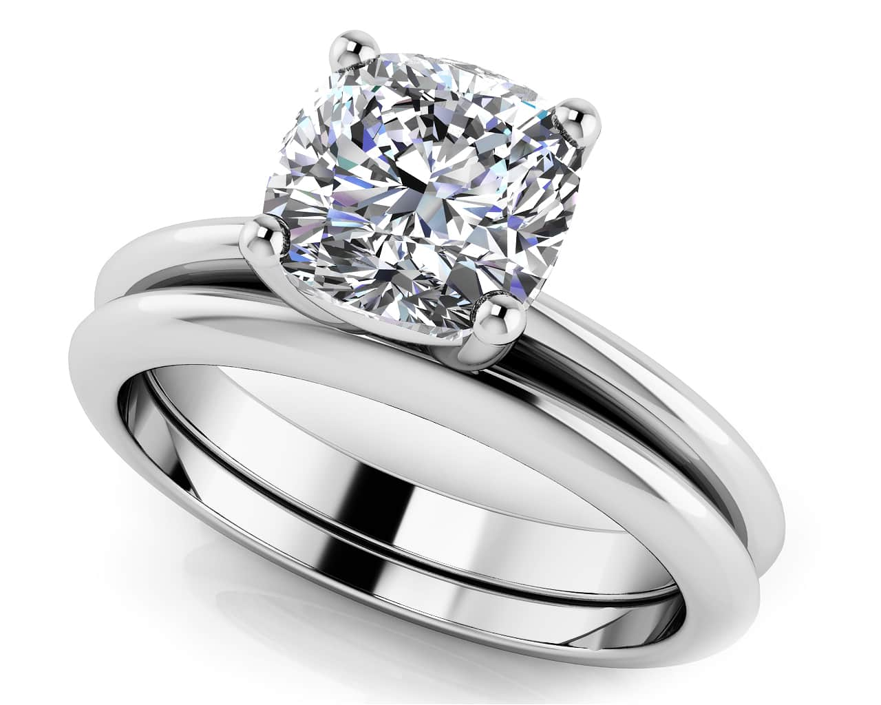 Captivating Cushion Solitaire Bridal Set Diamond  with 0.50 ct.(finished) 4.4mm