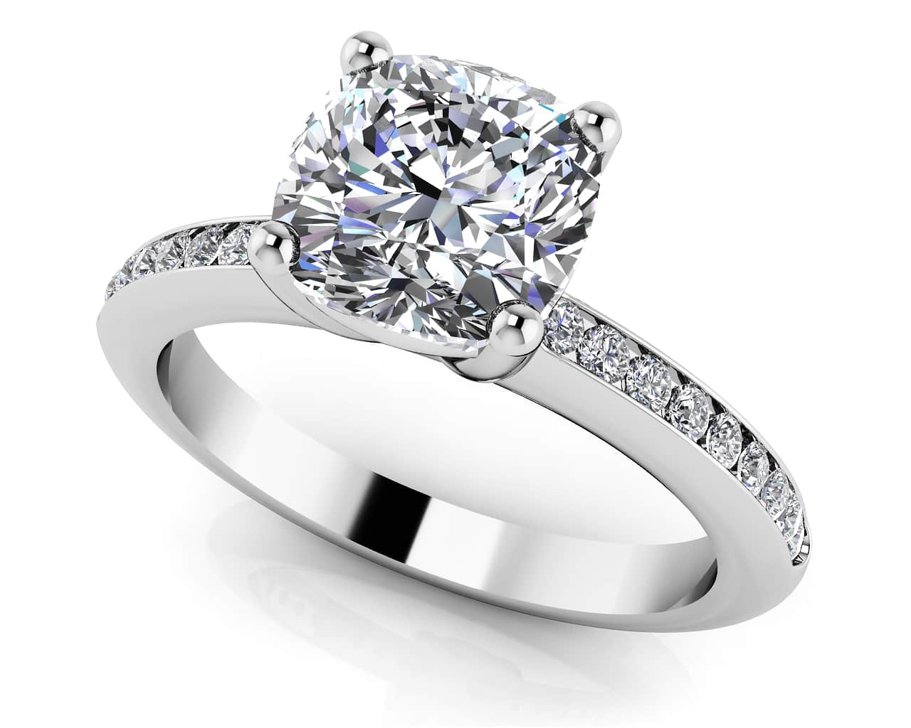 Lovely Cushion Cut Engagement Ring Lab-Grown Diamond  with 2.21 ct. (2.00 ct. center diamond)