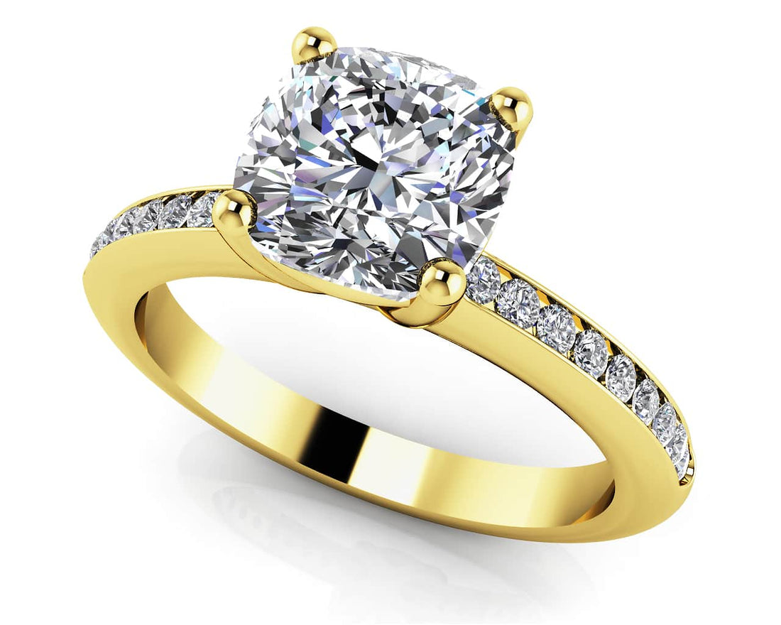 Lovely Cushion Cut Engagement Ring Lab-Grown Diamond  with 0.71 ct. (0.50 ct. center diamond)