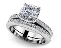 Lovely Cushion Cut Bridal Set Diamond  with 2.44 ct. (2.00 ct. center diamond)