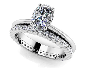 Eternal Light Oval Solitaire Bridal Set Diamond  with 1.12 ct. (0.60 ct. center diamond)