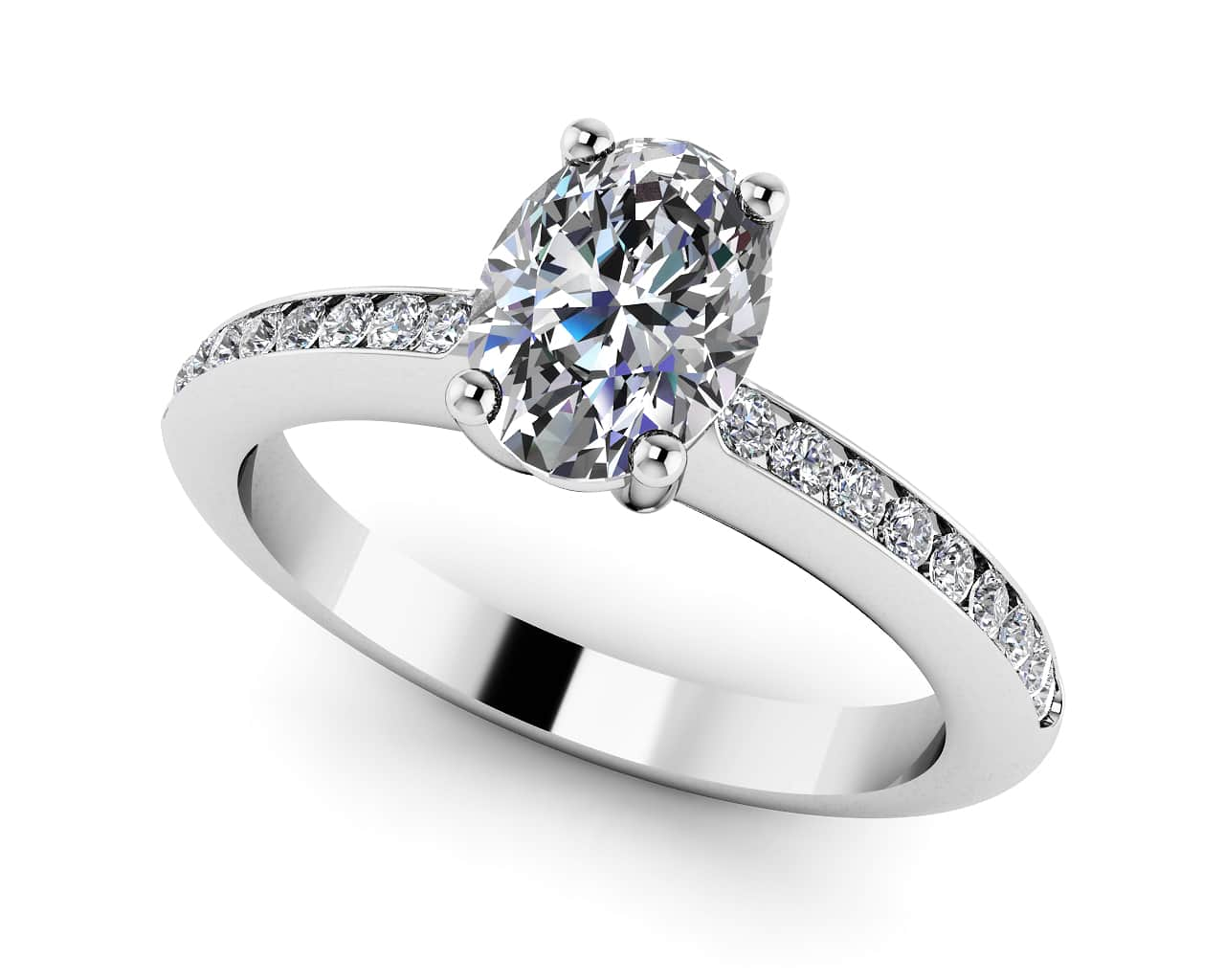 Luminous Oval Diamond Engagement Ring Lab-Grown Diamond  with 0.81 ct. (0.60 ct. center diamond)