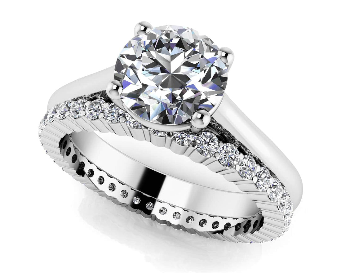 Round Diamond Cathedral Solitaire Eternity Set Lab-Grown Diamond  with 2.52 ct. (2.00 ct. center diamond)