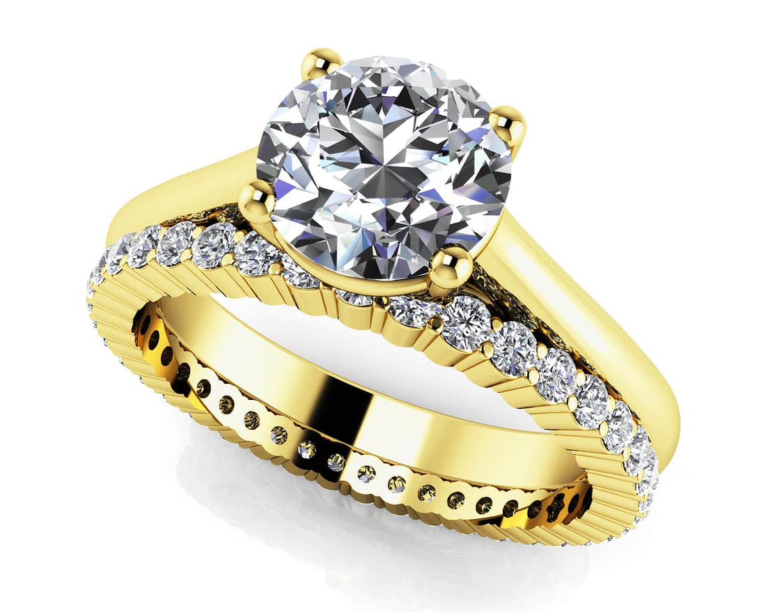 Round Diamond Cathedral Solitaire Eternity Set Diamond  with 2.52 ct. (2.00 ct. center diamond)