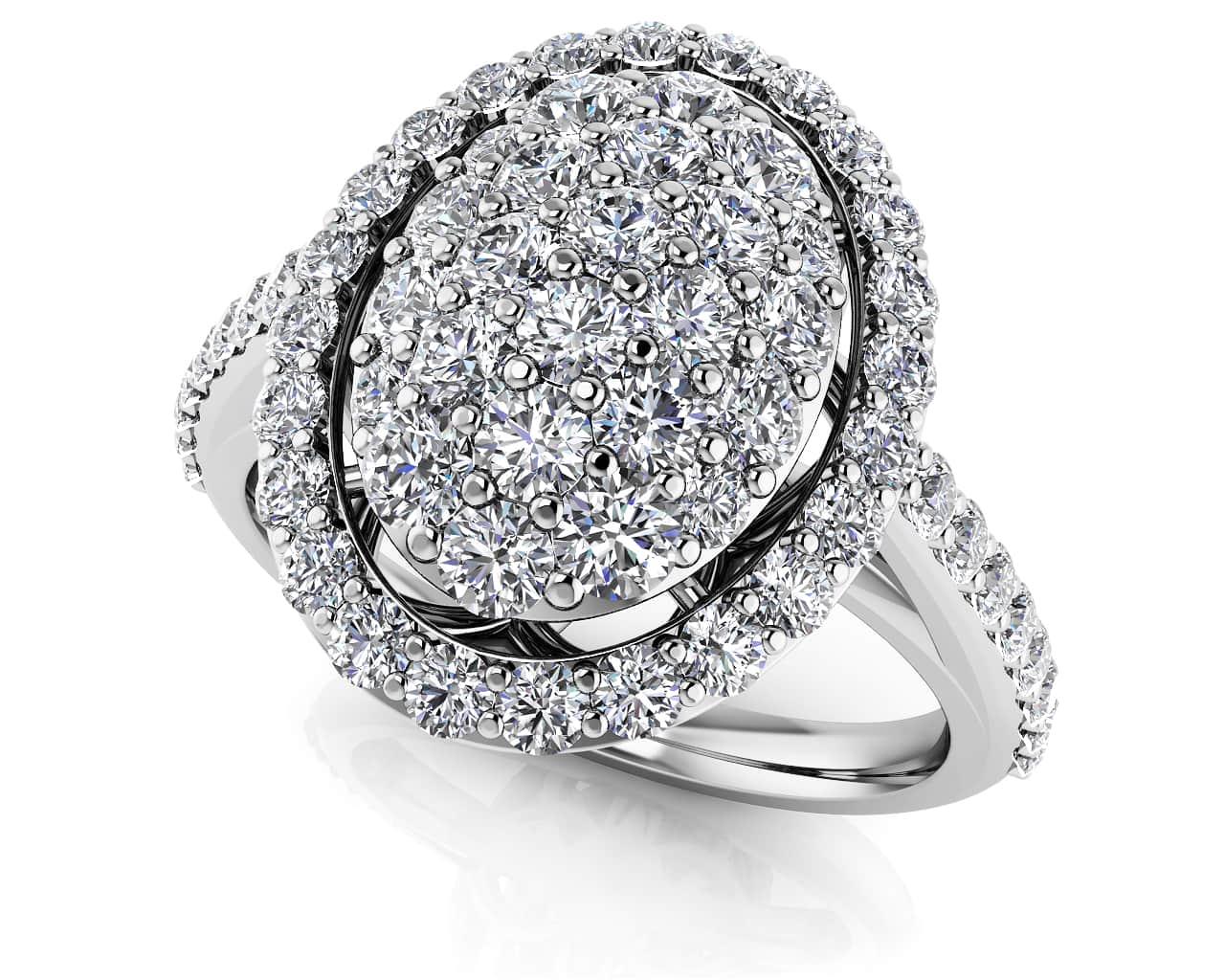 Oval Illusion Diamond Accented Ring Diamond  with 1.14 ct.(finished)