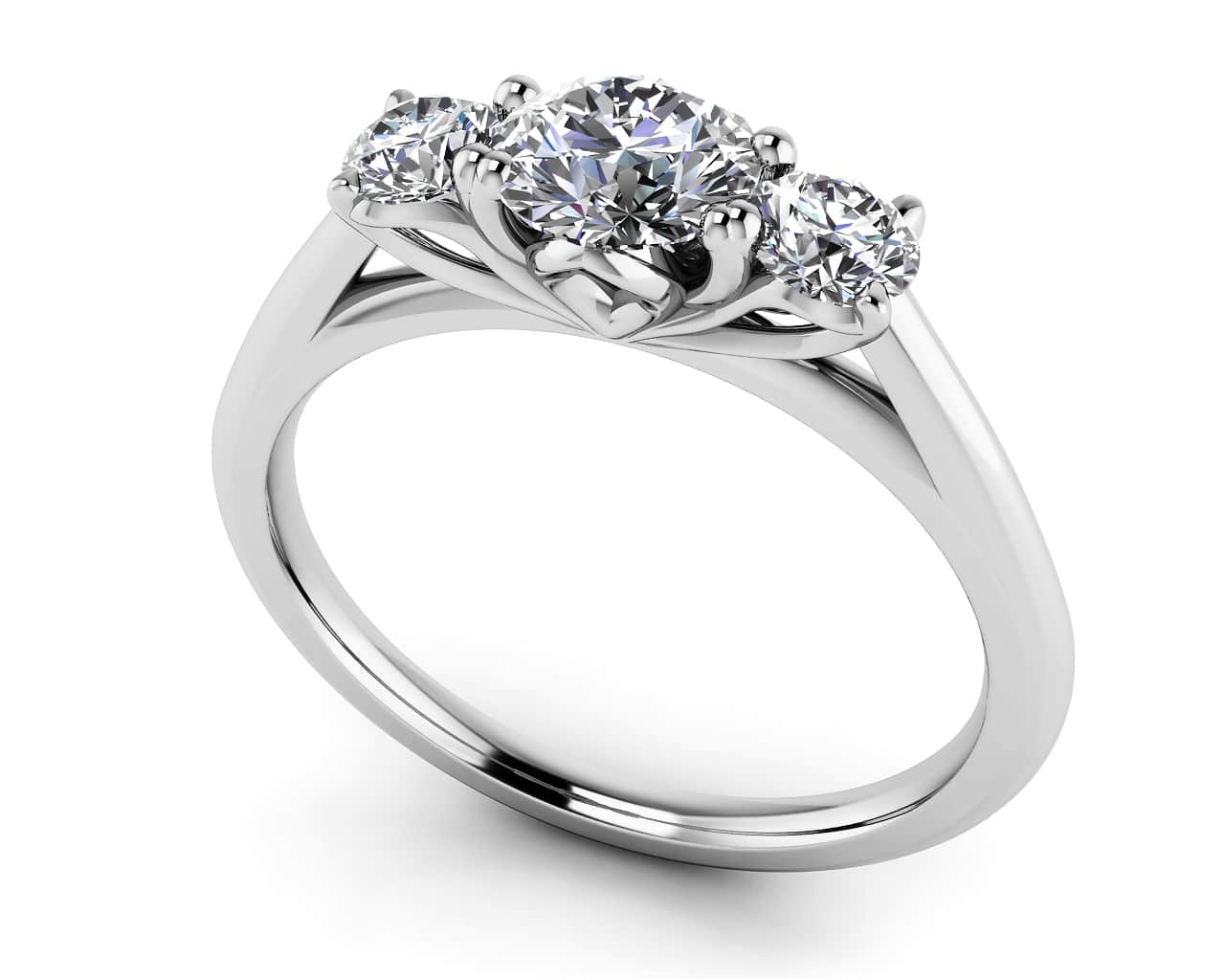 Classic Three Stone Diamond Wedding Ring Lab-Grown Diamond  with 0.82 ct. (0.50 ct. center diamond)