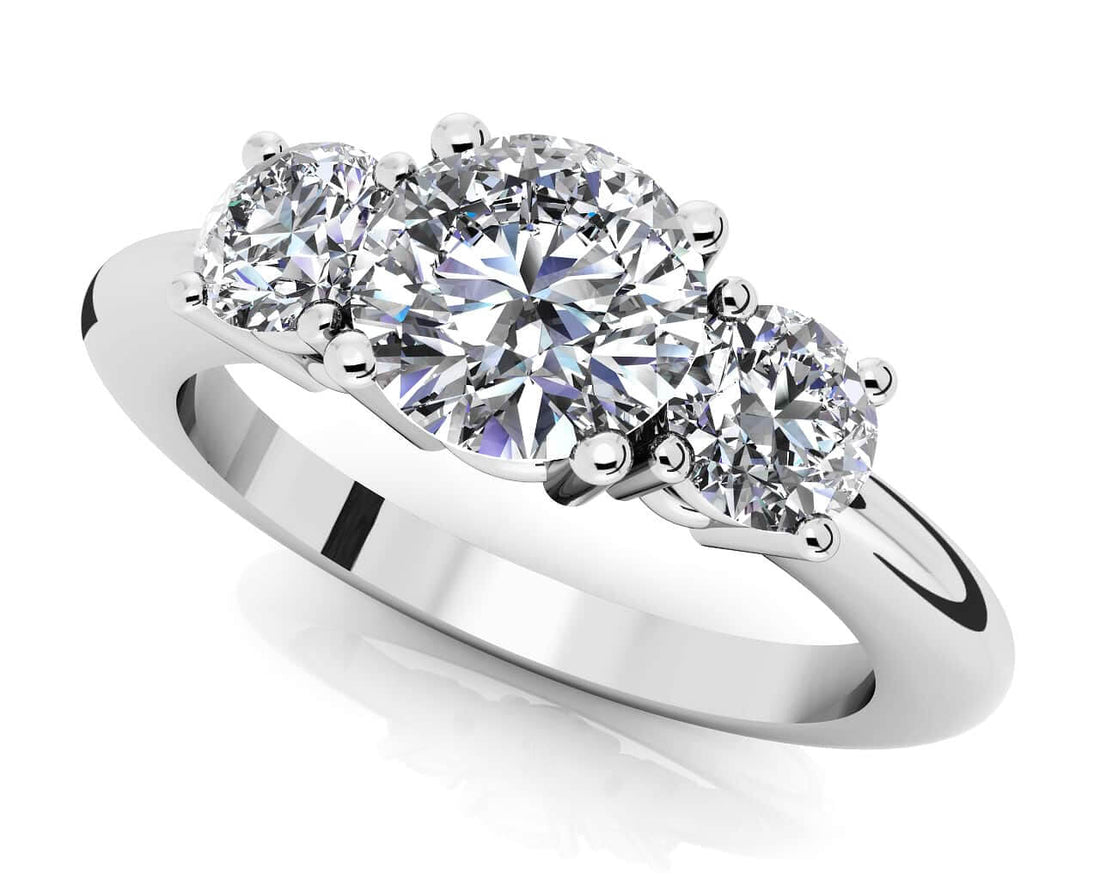 Brilliant Cut Round Diamond 3 Stone Ring Lab-Grown Diamond  with 0.92 ct. (0.50 ct. center diamond)