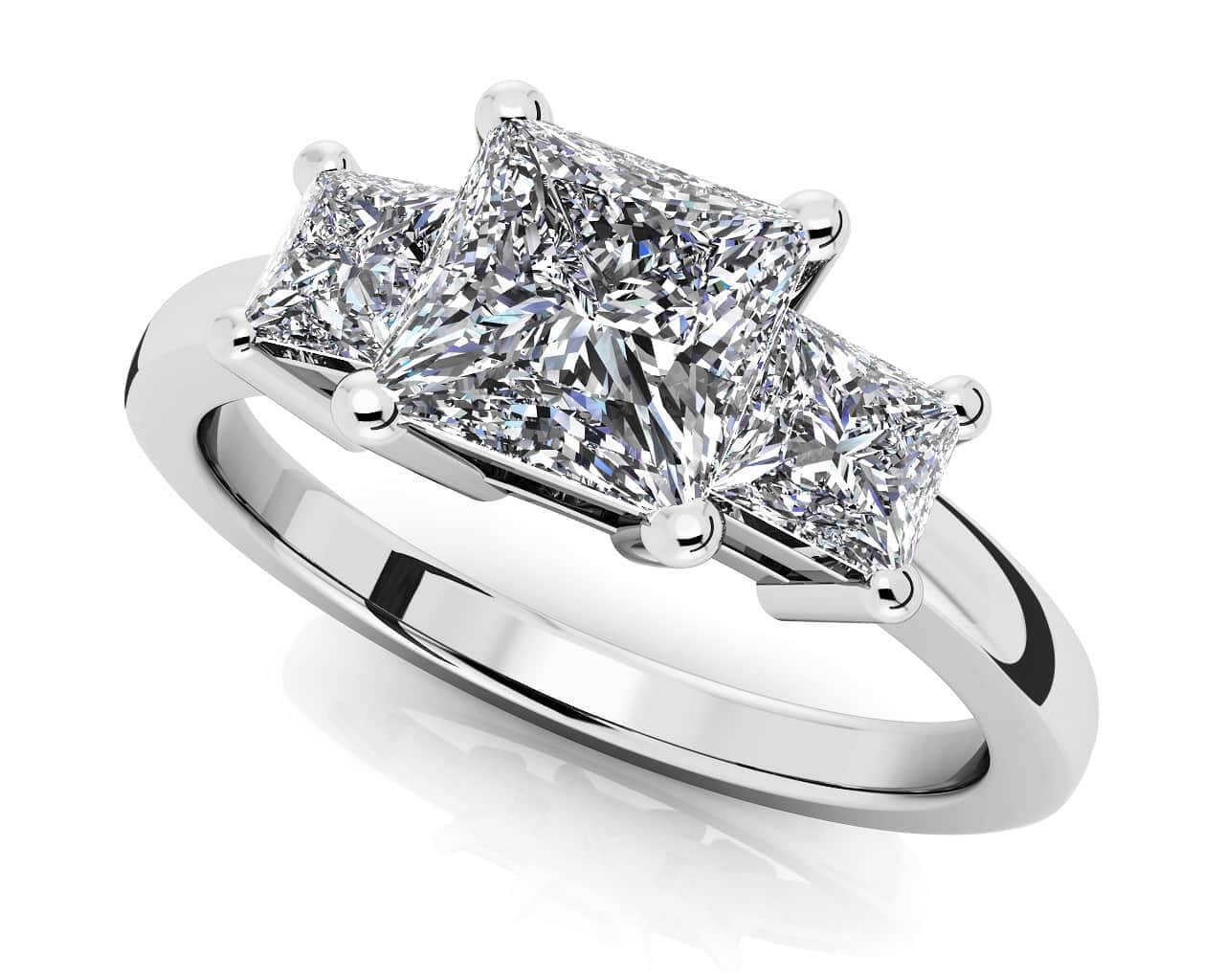 Princess Cut Diamond Three Stone Ring Lab-Grown Diamond  with 1.23 ct. (0.75 ct. center diamond)