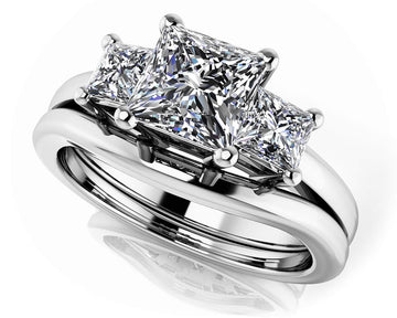 Everlasting Love Princess Three Stone Bridal Set Diamond  with 3.00 ct. (2.00 ct. center diamond)