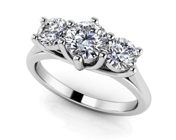 10 Prong Three Stone Diamond Engagment Ring Lab-Grown Diamond  with 2.00 ct. (1.00 ct. center diamond)