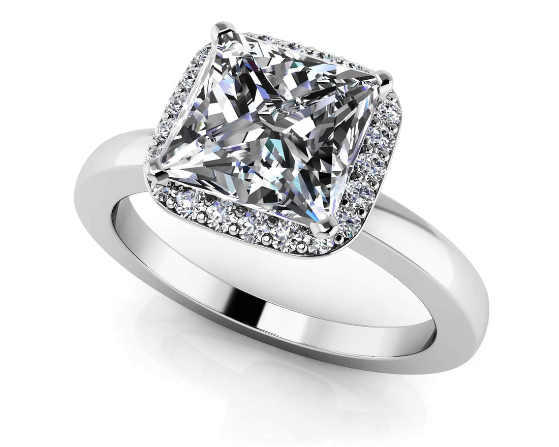 Square Stone Diamond Frame Engagement Ring Diamond  with 1.40 ct. (1.25 ct. center diamond)