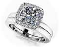 Perfect Halo Princess Square Frame Bridal Set Diamond  with 1.42 ct. (1.25 ct. center diamond)