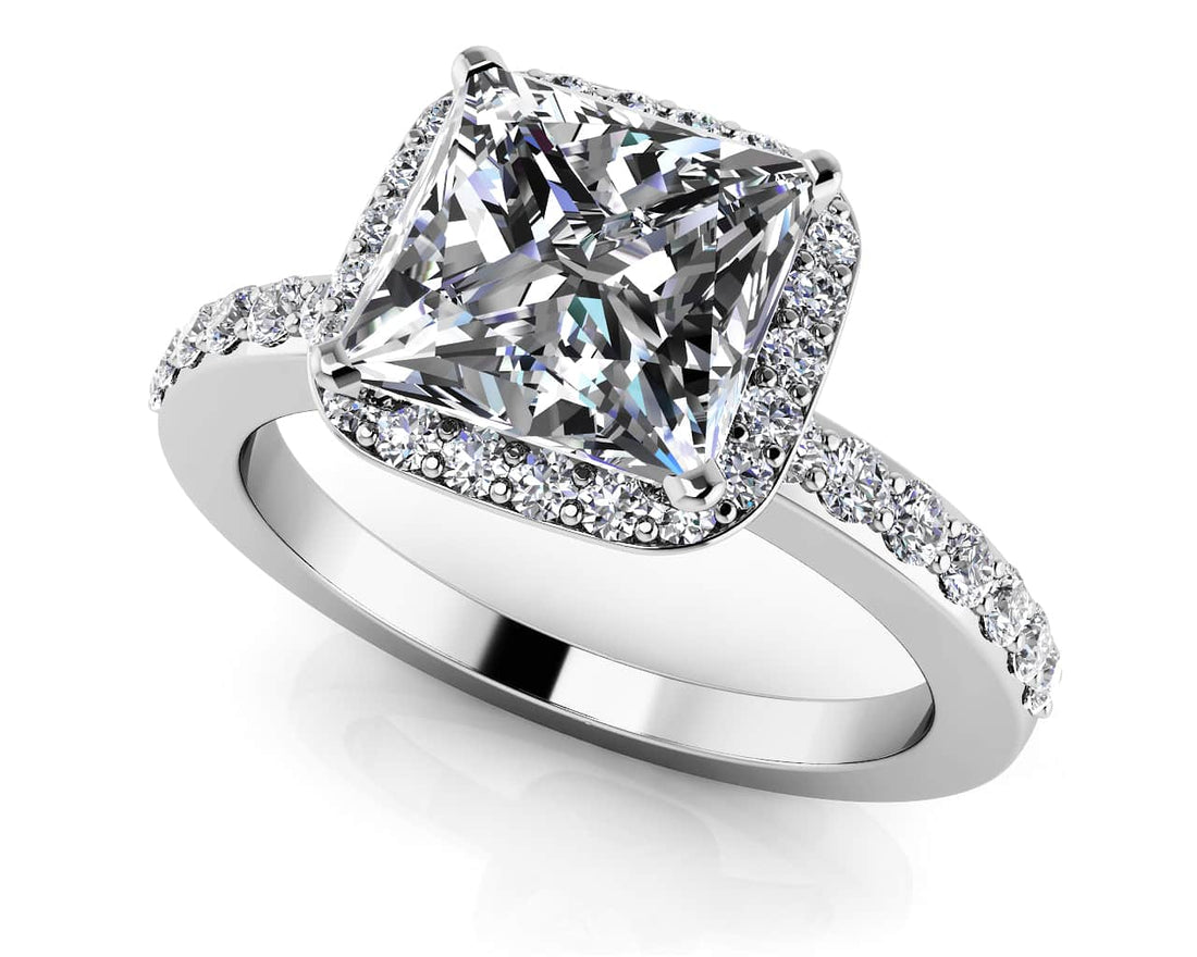 Forever Love Princess Cut Halo Engagement Ring Diamond  with 1.61 ct. (1.25 ct. center diamond)