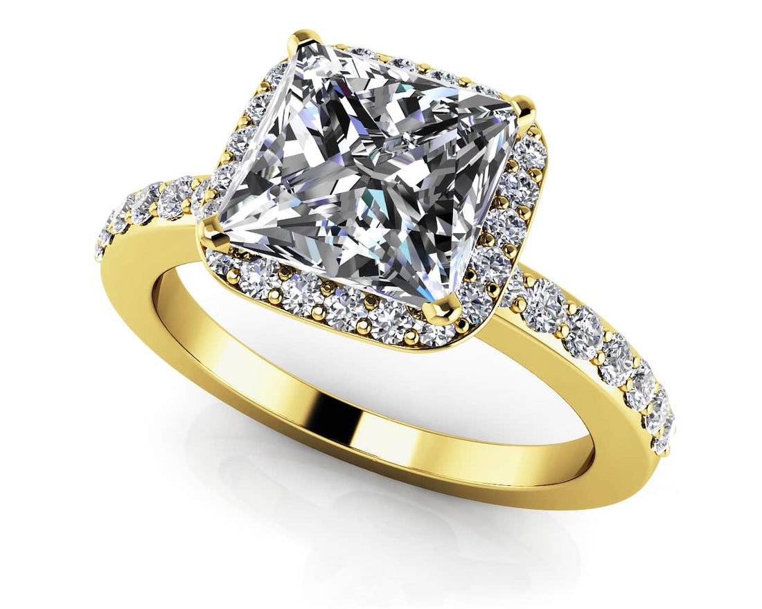 Forever Love Princess Cut Halo Engagement Ring Diamond  with 1.09 ct. (0.75 ct. center diamond)