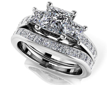 Forever Dreaming Princess Cut Bridal Set Diamond  with 3.35 ct. (1.50 ct. center diamond)