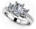 Three Stone Emerald Cut Diamonds Engagement Ring Diamond  with 1.32 ct. (0.50 ct. center diamond)