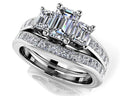 Vibrant Love Emerald Cut Three Stone Bridal Set Diamond  with 1.92 ct. (0.50 ct. center diamond)