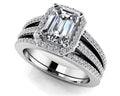 Split Shank Emerald Cut Wedding Set Diamond  with 1.24 ct. (0.70 ct. center diamond)