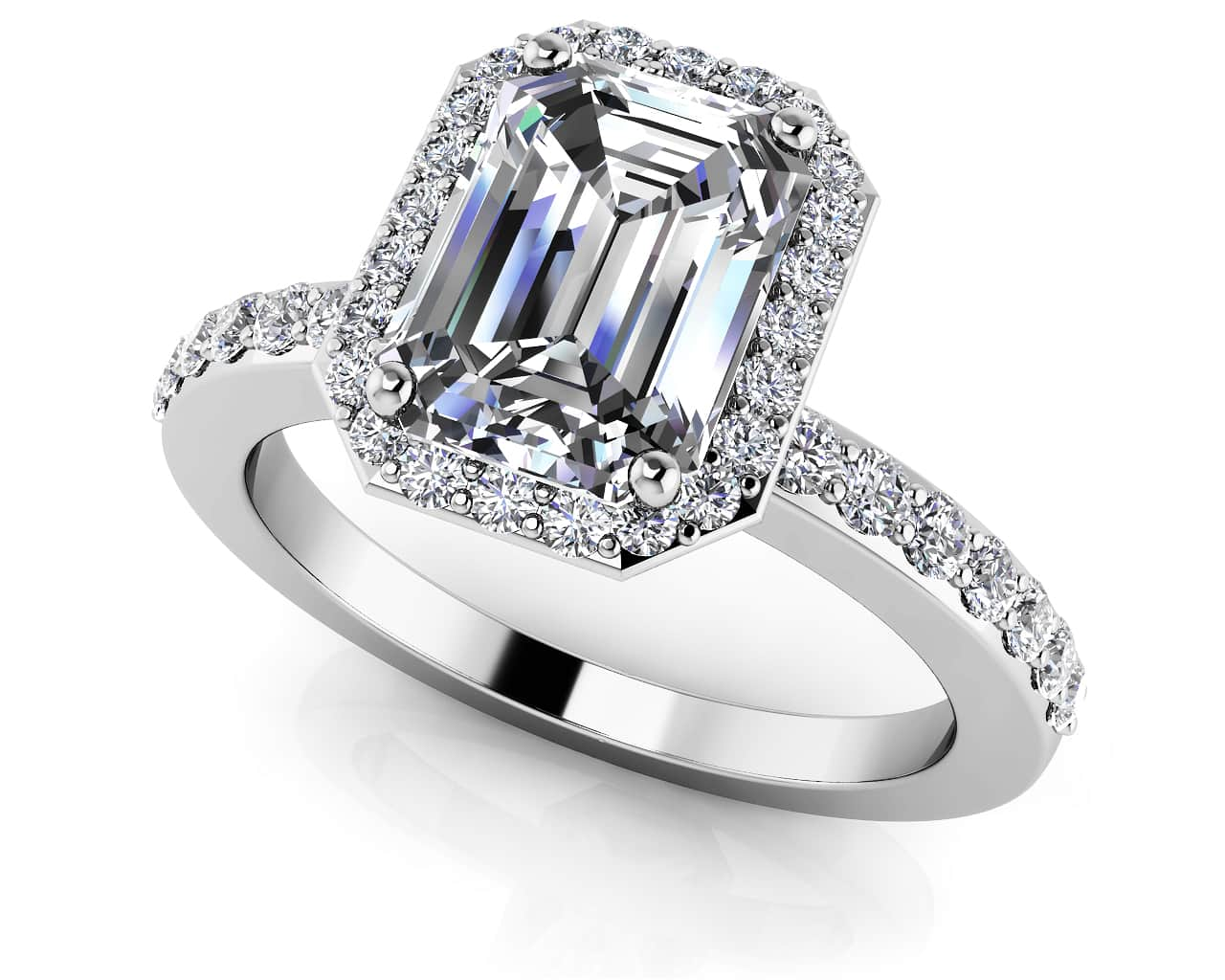 Magical Emerald Cut Diamond Engagement Ring Diamond  with 1.02 ct. (0.70 ct. center diamond)