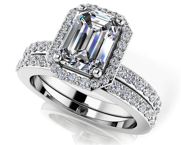 Elegant Grace Emerald Cut Bridal Set Diamond  with 1.59 ct. (1.00 ct. center diamond)