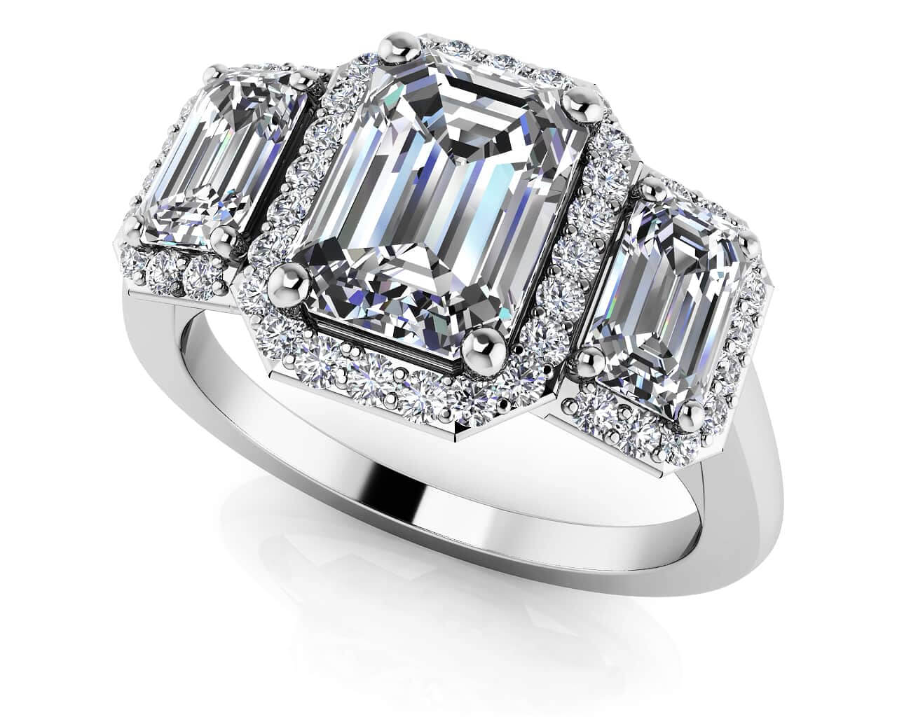 Expressive Love Three Stone Ring Lab-Grown Diamond  with 2.76 ct. (1.50 ct. center diamond)