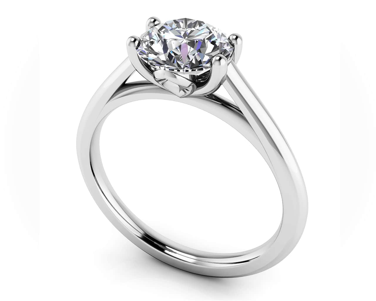 Modern Classic Round Diamond Wedding Ring Diamond  with 2.00 ct. (2.00 ct. center diamond)