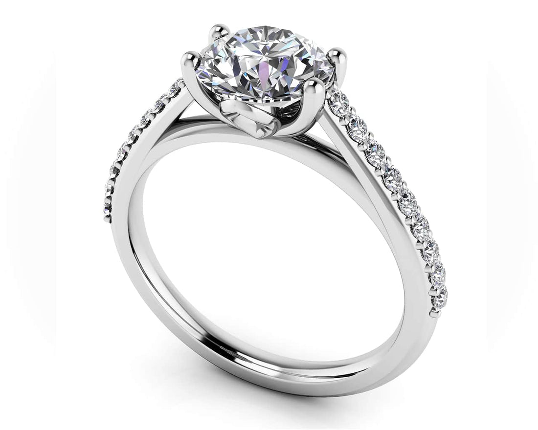 Modern Round Diamond Engagement Ring Diamond  with 2.18 ct. (2.00 ct. center diamond)