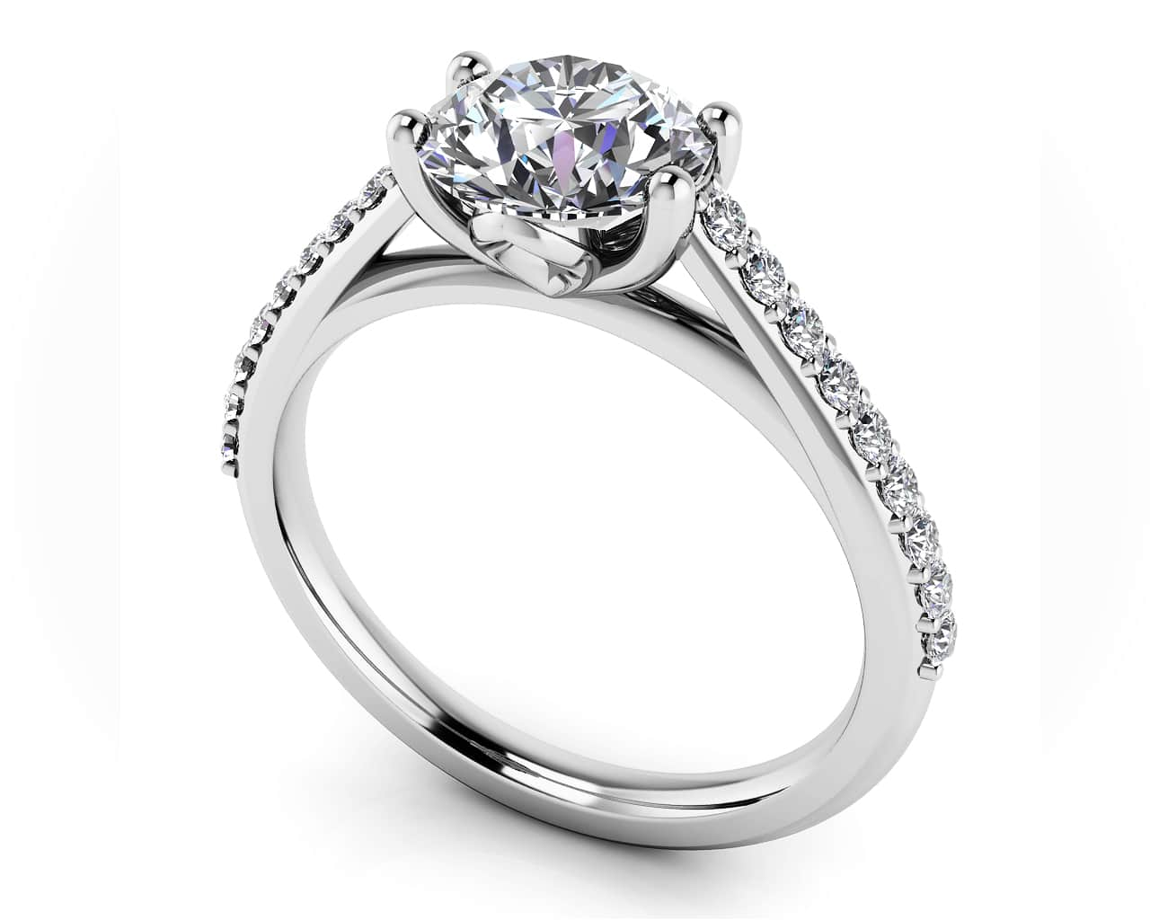 Modern Round Diamond Engagement Ring Diamond  with 1.23 ct. (1.00 ct. center diamond)