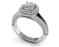 Milgrain Cushion Cut Halo Ring Diamond  with 1.67 ct. (1.00 ct. center diamond)