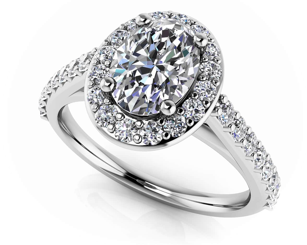 Forever Love Oval Diamond And Halo Ring Lab-Grown Diamond  with 1.11 ct. (0.60 ct. center diamond)