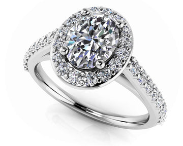 Forever Love Oval Diamond And Halo Ring Lab-Grown Diamond  with 1.11 ct. (0.60 ct. center diamond)