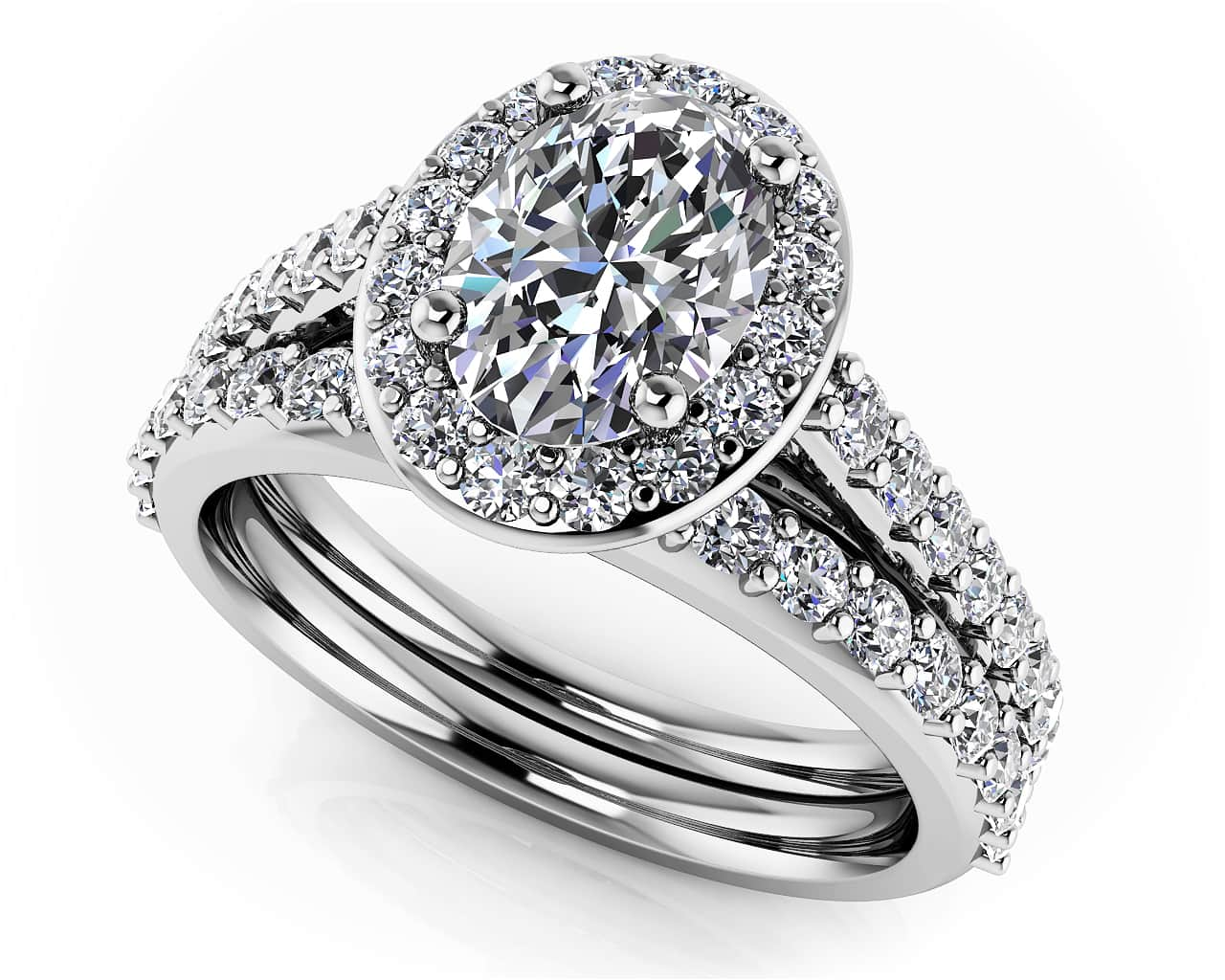 Forever Love Oval Diamond And Halo Bridal Set Diamond  with 1.49 ct. (0.60 ct. center diamond)