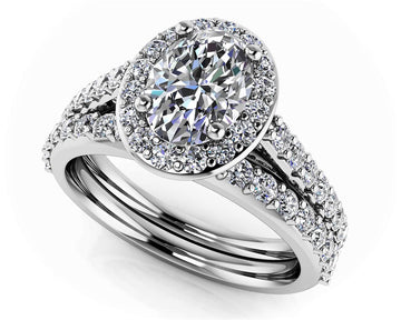 Forever Love Oval Diamond And Halo Bridal Set Diamond  with 1.49 ct. (0.60 ct. center diamond)