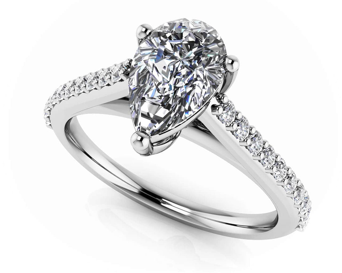 Splendid Pear Shaped Engagement Ring Lab-Grown Diamond  with 0.56 ct. (0.30 ct. center diamond)